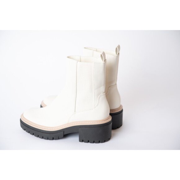 Open Edit Boots Women's Size 7 Chelsea White Ivory Lug Sole Ankle Boots - Picture 7 of 9